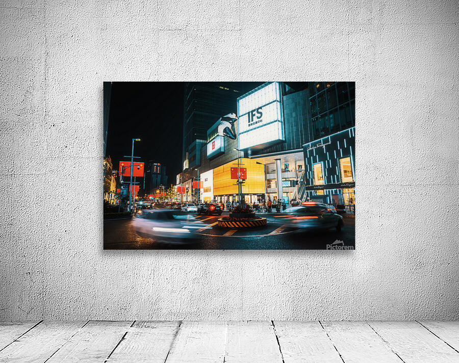 Downtown Chengdu illuminated at night Wall Preview