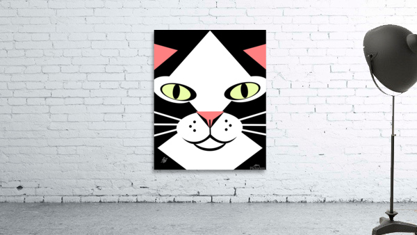 Geometric Black and White Cat Face Wall Preview