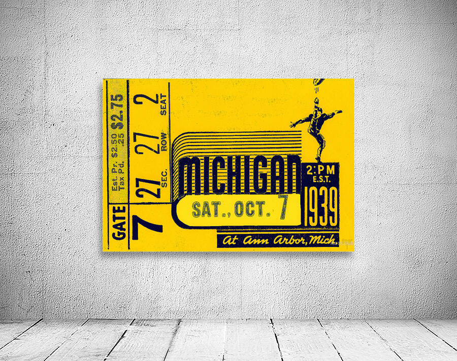 1939 University of Michigan Football Ticket Stub Remix Wall Preview