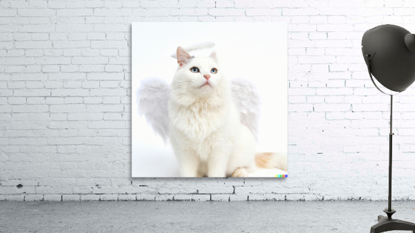 white cat angel by Tim A Rowland Wall Art