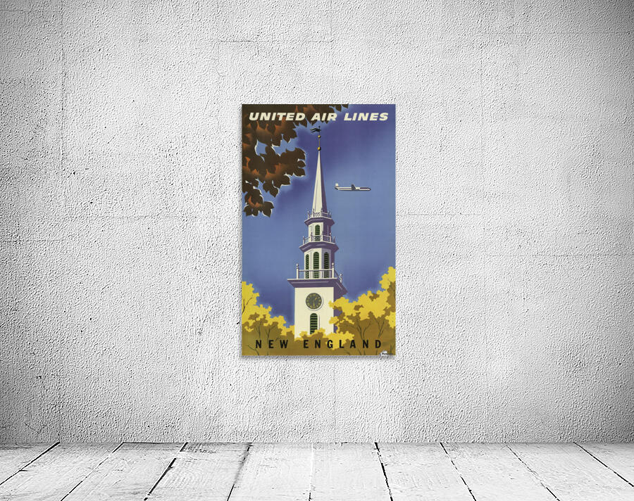 United Airlines New England Vintage Travel Poster Wall Preview