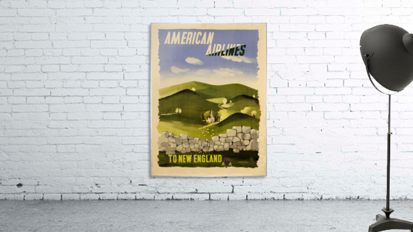 American Airlines To New England vintage travel poster Wall Preview