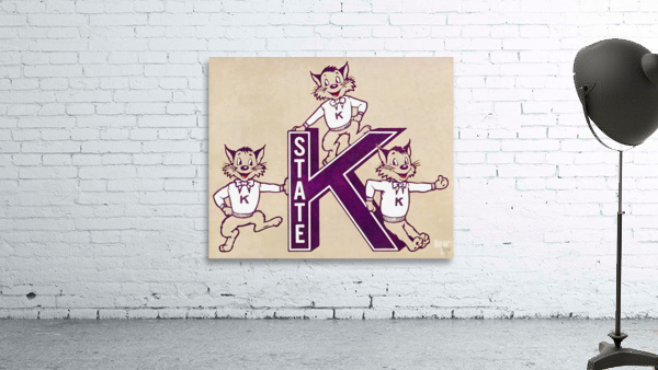 Vintage Kansas State Three Wildcat Cartoon Art Wall Preview