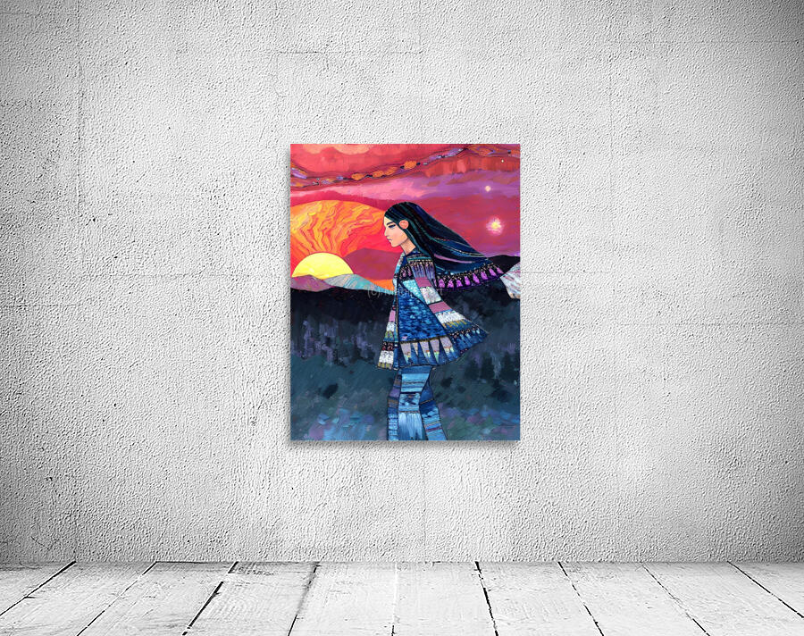 Native American Sunset Woman Wall Preview