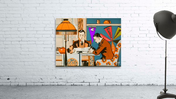 Vintage College Students and Collegiate Pennants Wall Preview