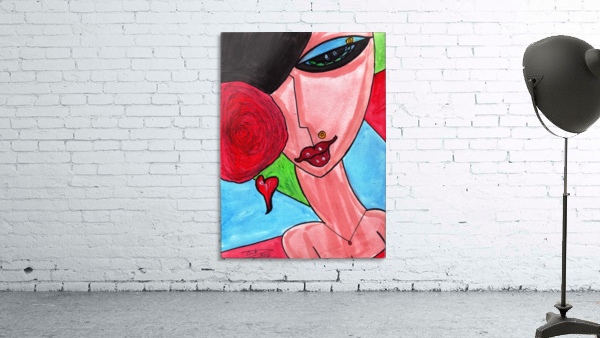 Brunette with Flowers Wall Preview