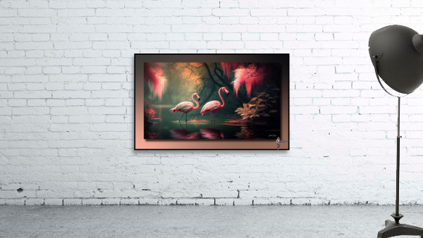 Pink Flamingo Heaven Wall Preview