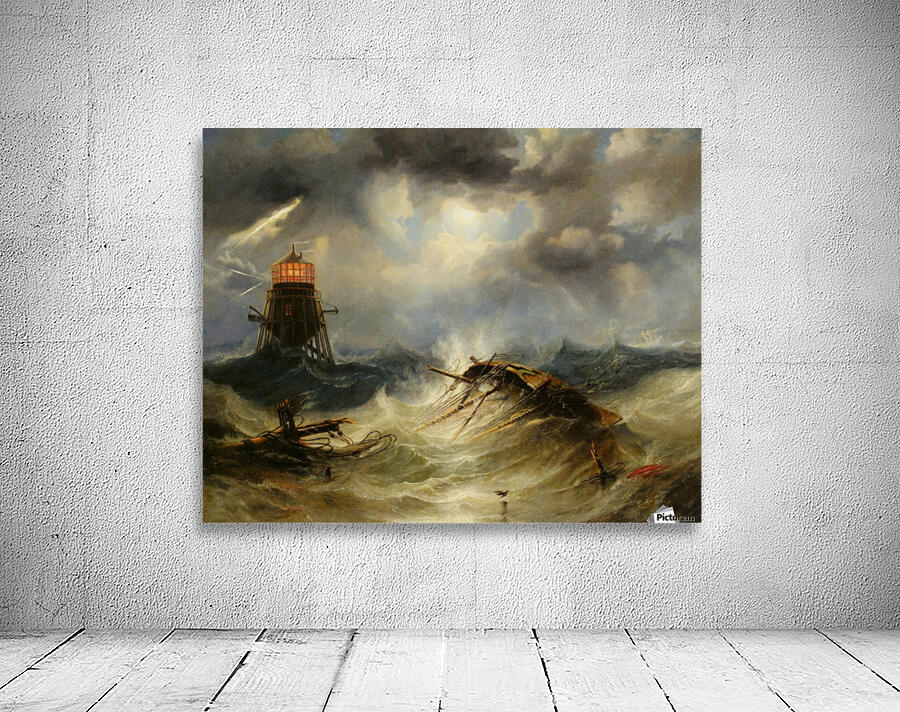 A stormy day on the sea and the lighthouse Wall Preview