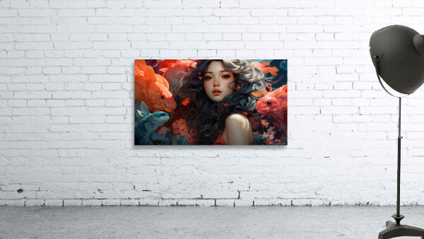 Whimsical illustration with vibrant color and magical creature. Wall Preview