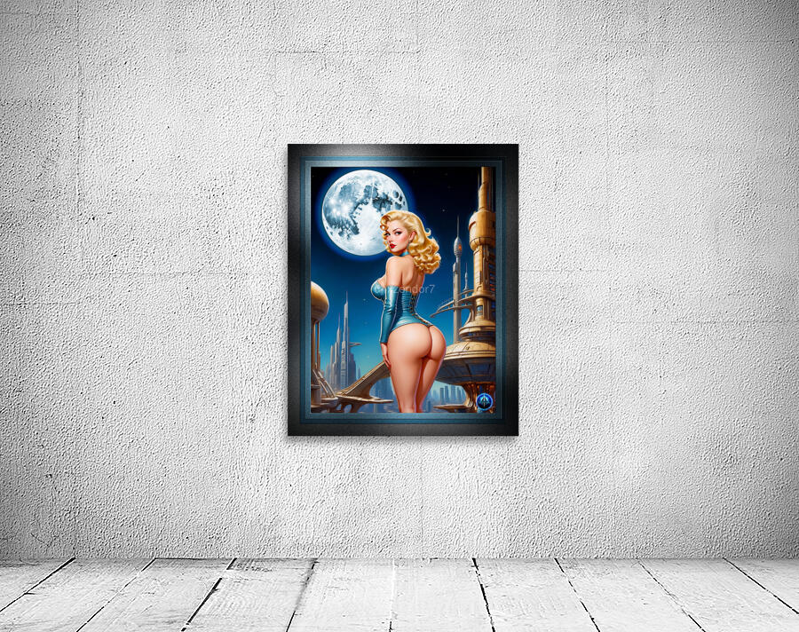 The Future Looks Golden Stunning Retro Fusion Pin Up AI Concept Art by Xzendor7 Wall Preview