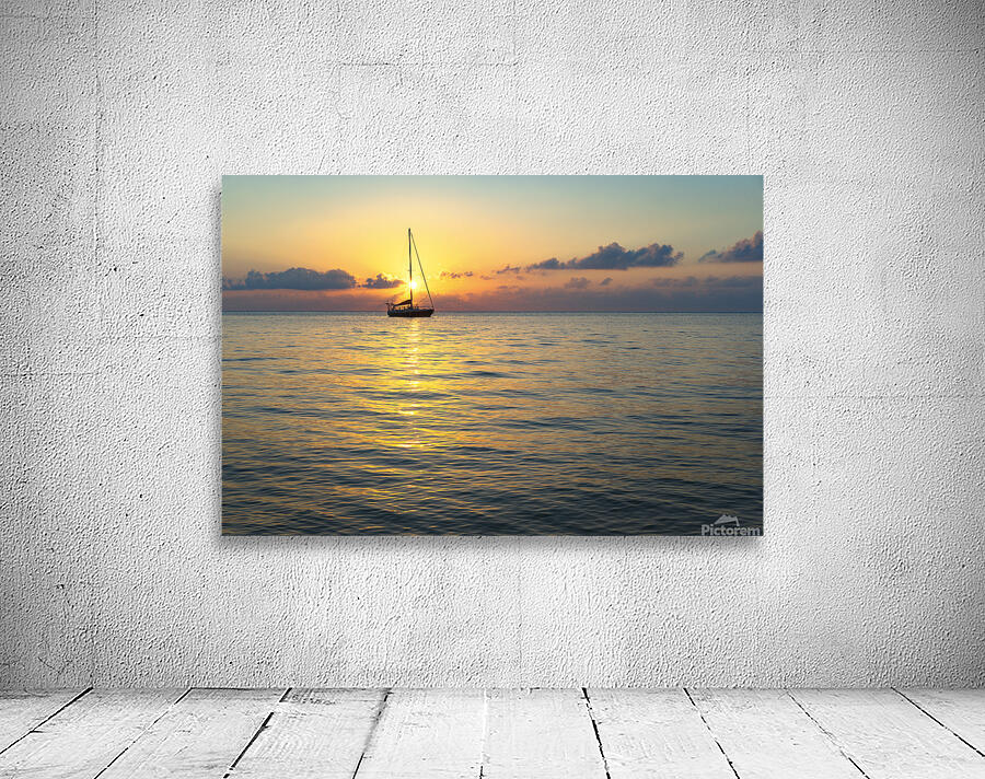16x24 20150325KW LN Roatan Sailboat Sunset Wall Preview