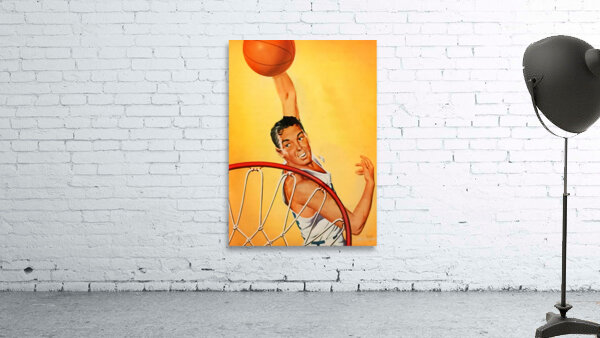vintage basketball player hook shot art  Wall Preview