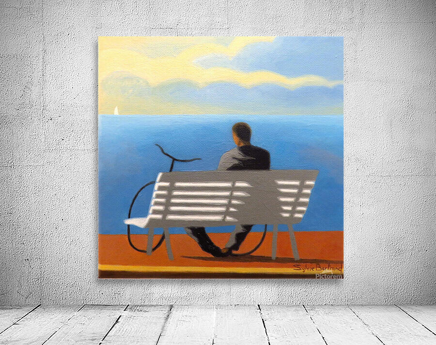 REVERIE DEVANT LA MER HOMME AU VELO - REVERIE IN FRONT OF THE SEA MAN WITH BICYCLE by Sylvie Bertrand