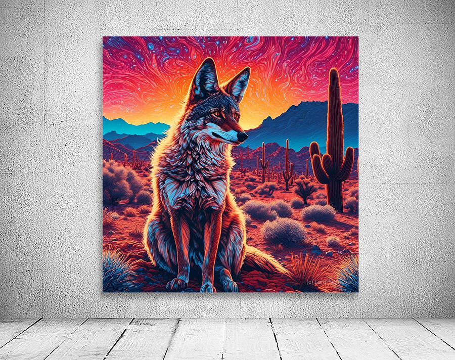 Psychedelic Hyperdetailed Coyote by LordPapp Wall Art