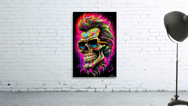 Cool Skull 02 Neon Colors by Matthias Hauser Wall Art