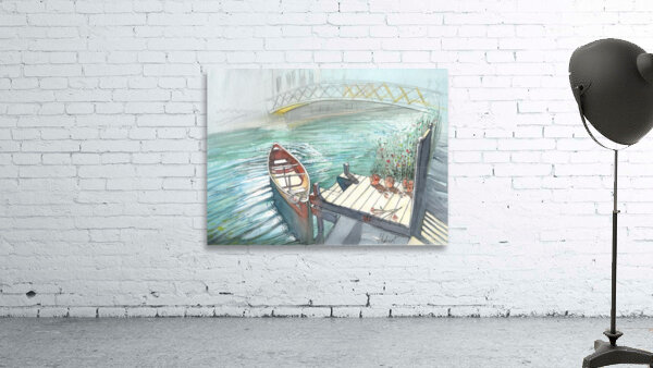 A small boat moored to a pontoon by Hubert ABITBOL