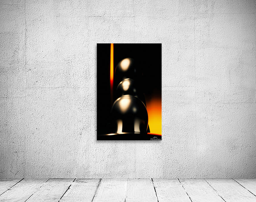 Abstract chrome decoration in a dark and orange light by Philippe Lejeanvre