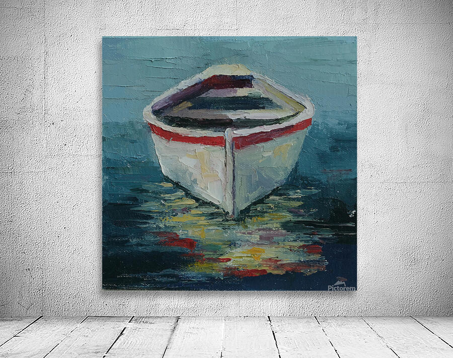 White Rowboat and Reflection by Gretchen Stuppy