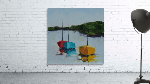 3 Colorful Sailboats at Anchor by Gretchen Stuppy