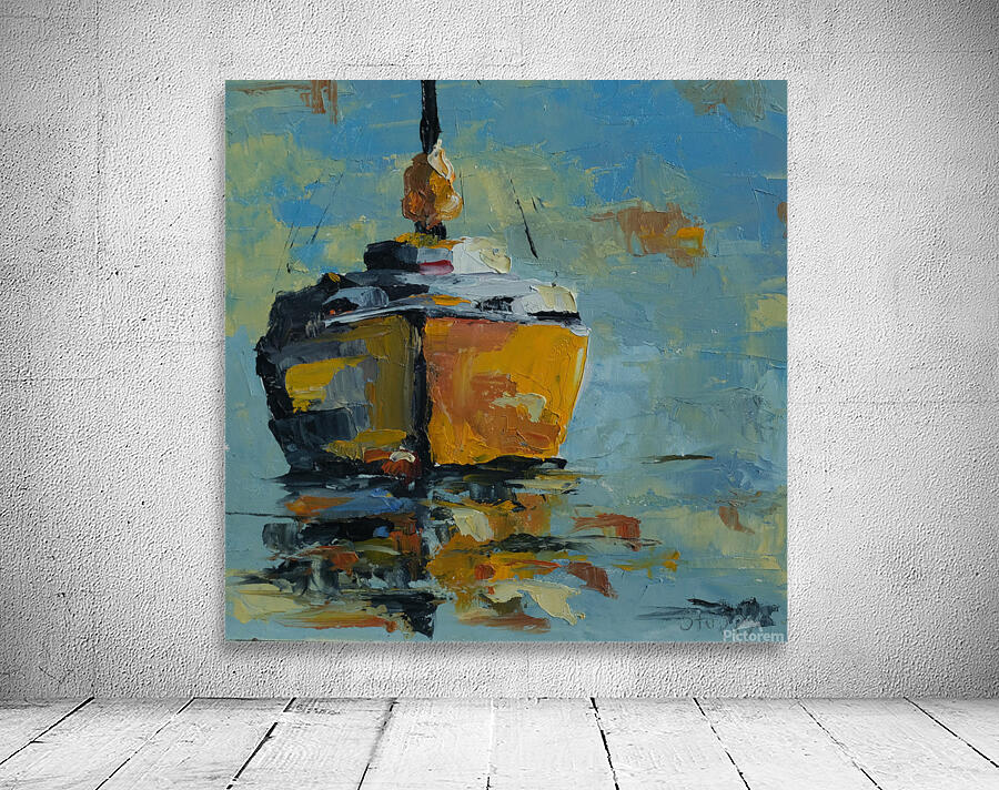 Yellow Sailboat at Anchor by Gretchen Stuppy