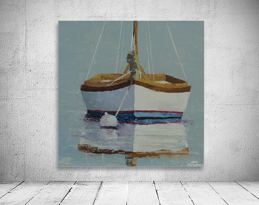 White Sailboat at Anchor by Gretchen Stuppy