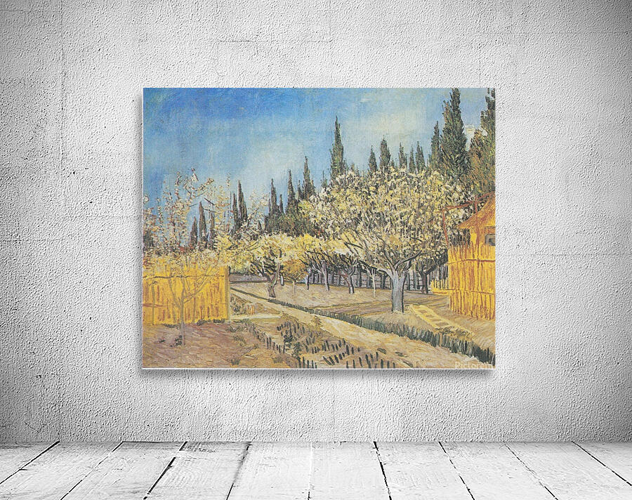 Van Gogh   Blühender Obstgarten von Zypressen um by Van Gogh by ArteFinoArt