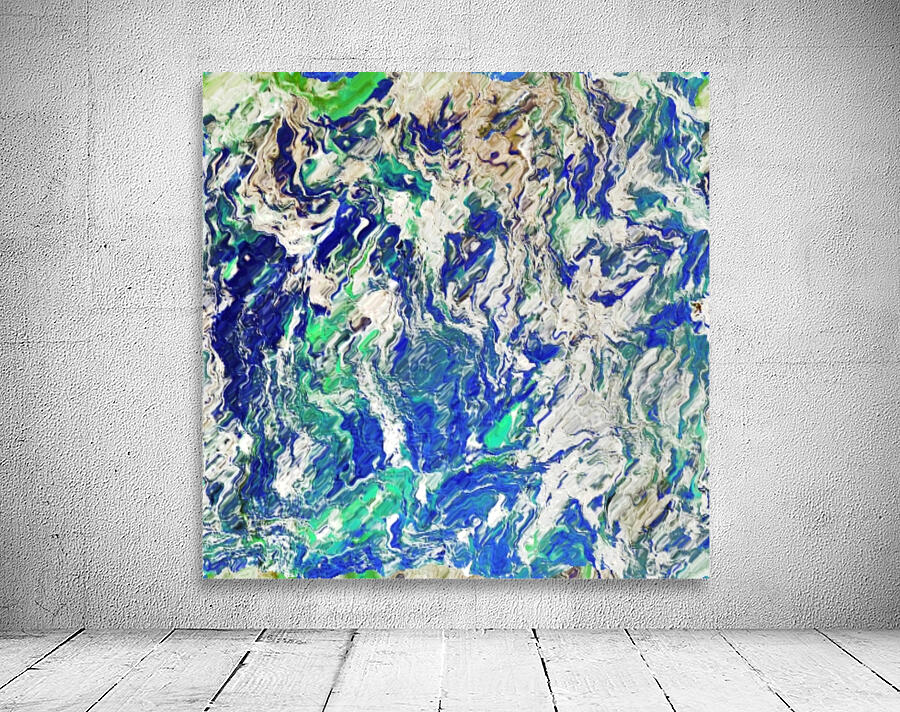 Abstract Dark Blue Turquoise and White Melting Forms Wall Preview