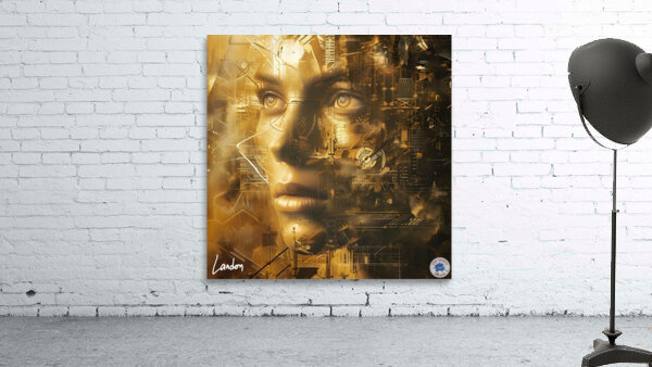 Golden Mechanical Face 3 Wall Preview