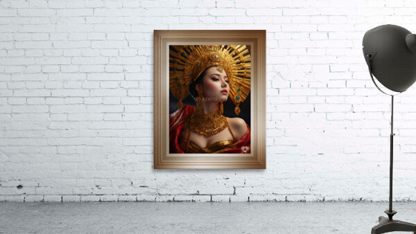 The Glamorous Golden Concubine Of Thelous Gorgeous AI Concept Art Portrait by Xzendor7 Wall Preview