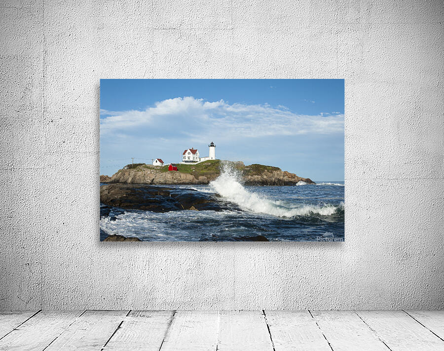 Wave Matches Cloud Formation by Nubble Cape Neddick Lighthouse in Maine by Allan Wood