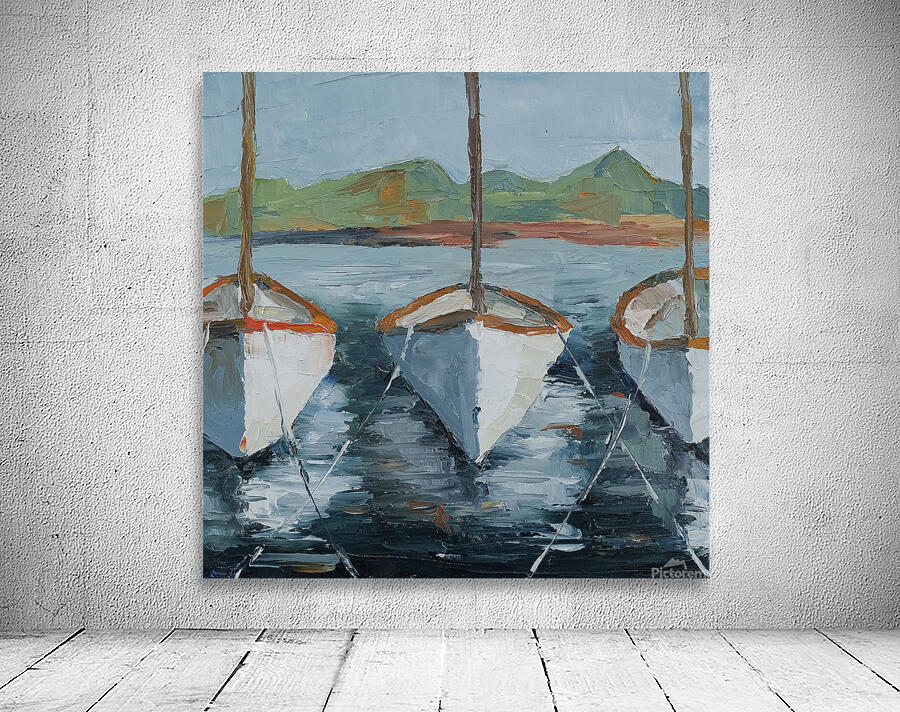White Sailboats in Mallorca by Gretchen Stuppy