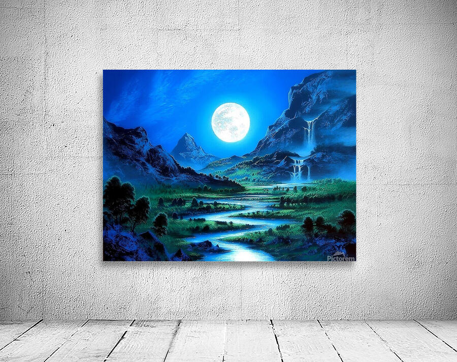 Bright Full Moon digital art painting landscapes by Ravendr4 Wall Art