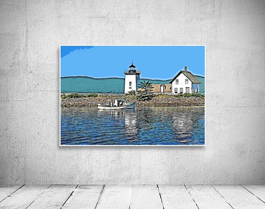 Lobster Boat by Grindle Point Lighthouse in Maine - Illus. Wall Preview