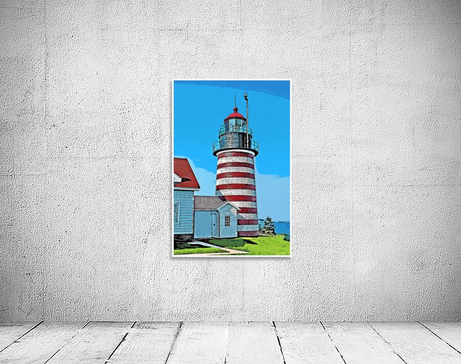 West Quoddy Head Light Striped Tower in Down East Maine - Illus. Wall Preview
