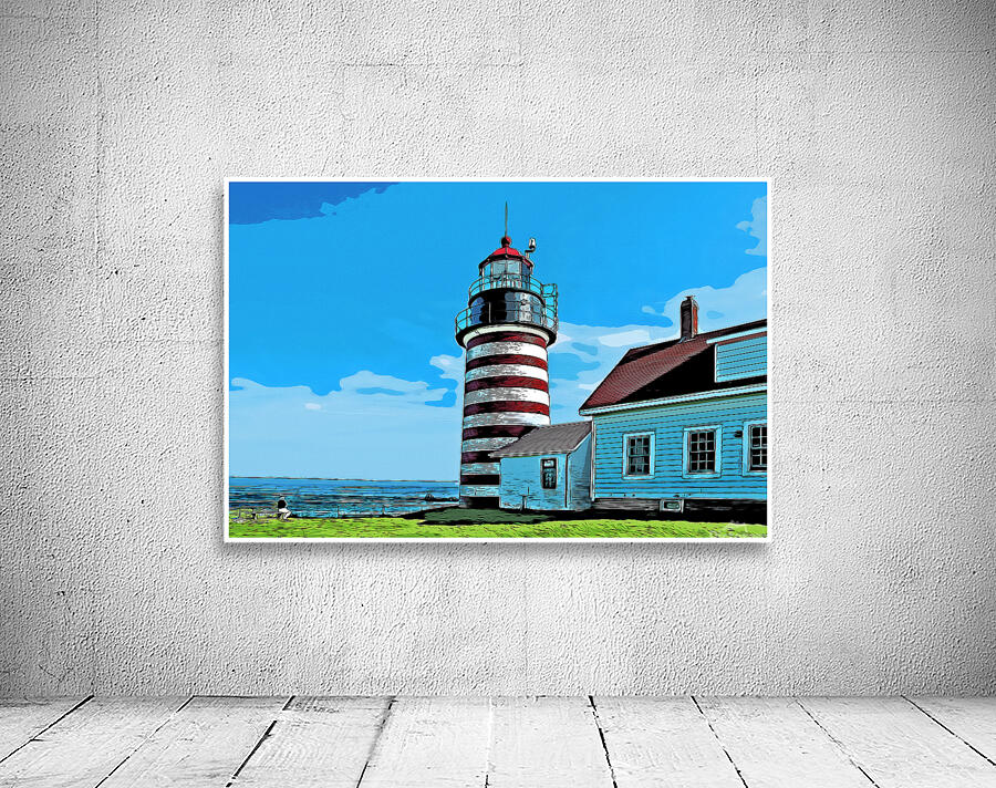 Relaxing by West Quoddy Head Lighthouse in Northern Maine - Illus. Wall Preview