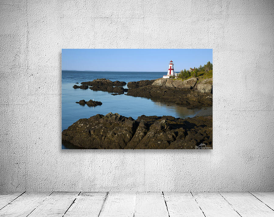 Low Tide by Rocky Shore of Head Harbor Lighthouse Over the Canadian Border by Allan Wood
