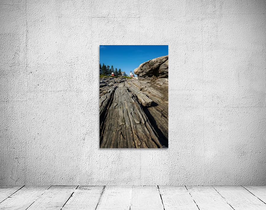 Rock Formations Extend Toward Pemaquid Point Lighthouse in Maine Wall Preview