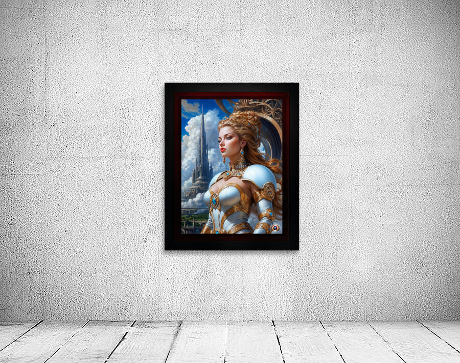 Olynpia Amongst The Grandeur Of Olympus Captivating AI Concept Art Portrait by Xzendor7 Wall Preview