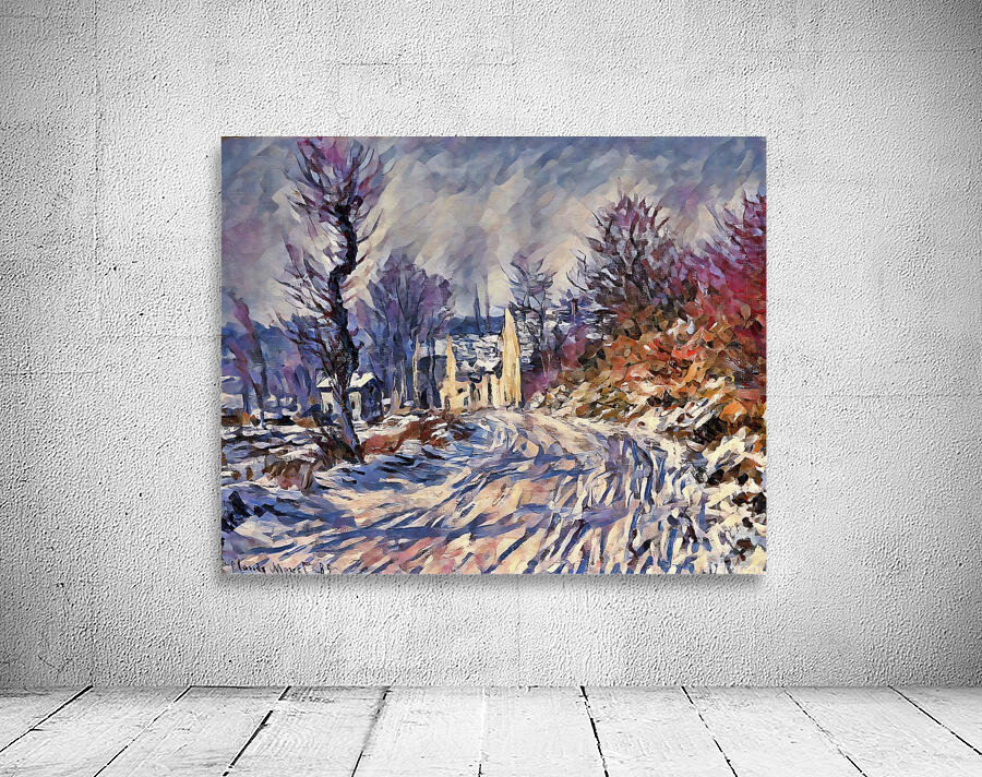 Road to Giverny in Winter oil 2 by Monet by ArteFinoArt