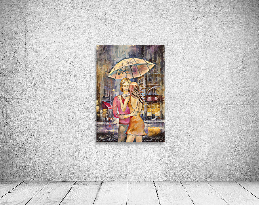 ArtXcl 070 pair in rain embracing oil paint-style Wall Preview