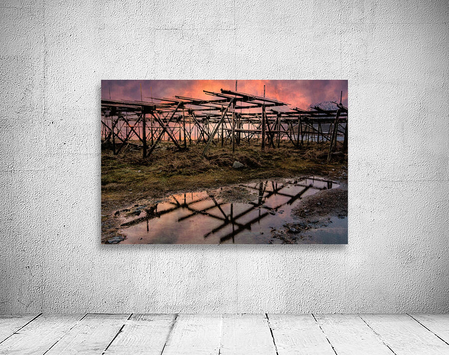 Norwegian Cod Drying Racks at Sunset Wall Preview
