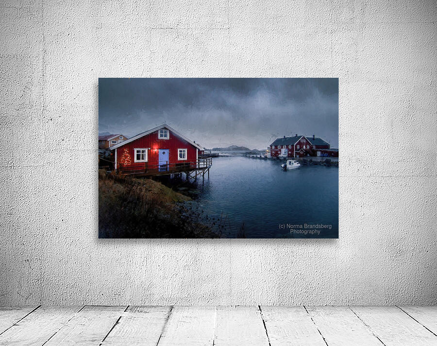 Lofoten Islands Christmas Red House Wall Preview