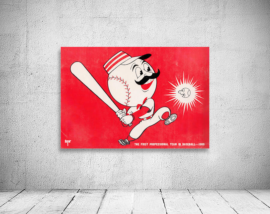 vintage cincinnati reds art remix Wall Preview