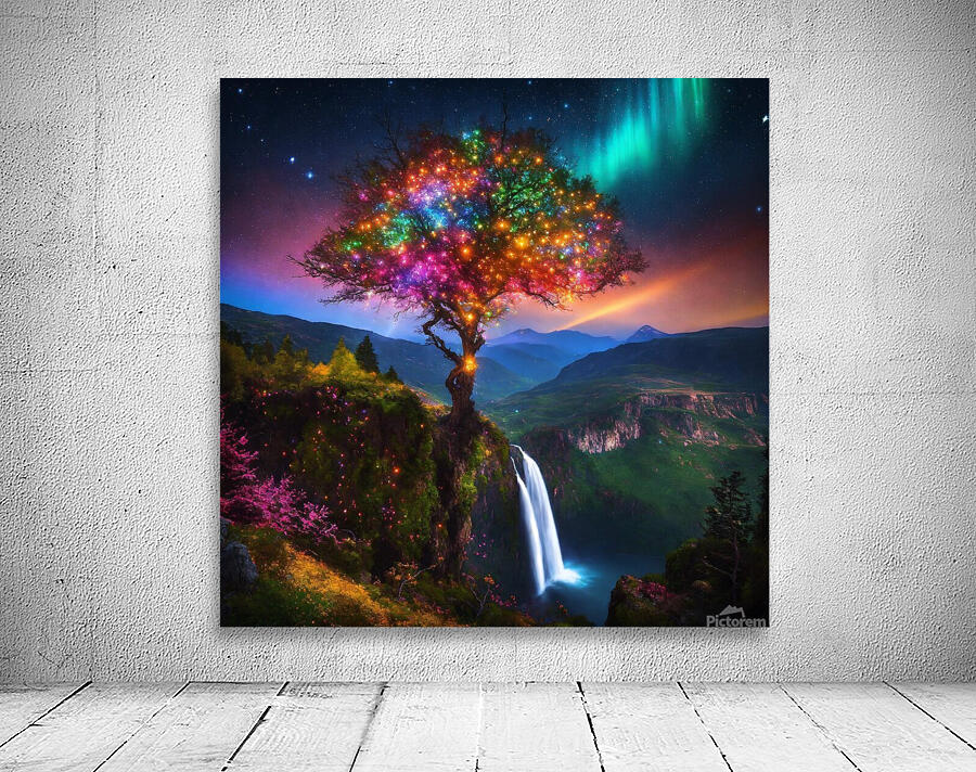 The most incredible tree  of  very colorful star Wall Preview