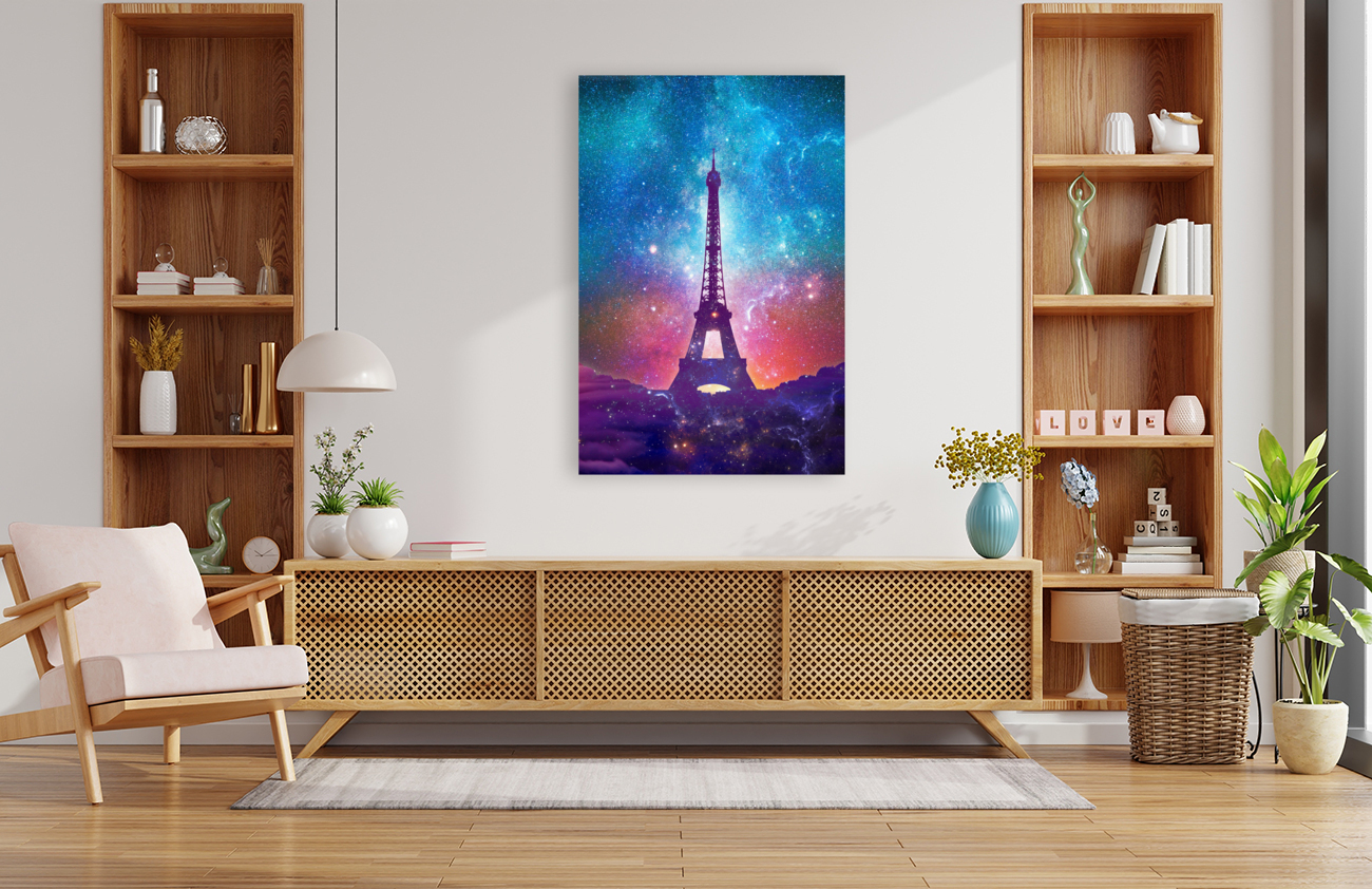 Eiffel Tower - Milky Way Collage Reproduction