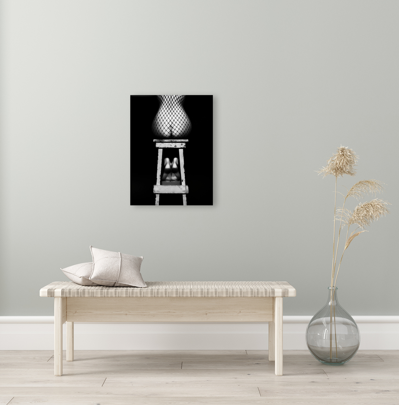 Sensual Woman Sitting Rear View Johan Swanepoel Canvas Artwork