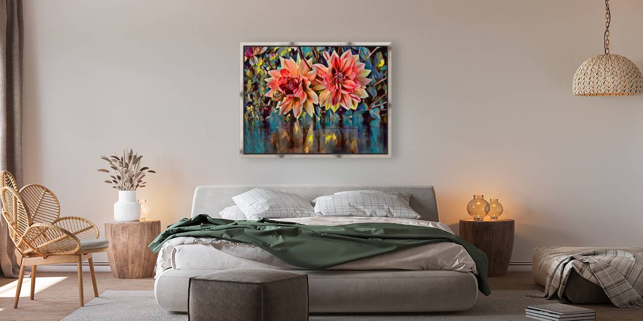 Arte 148 Dahlias Flowers polyart-paint-style Reproduction