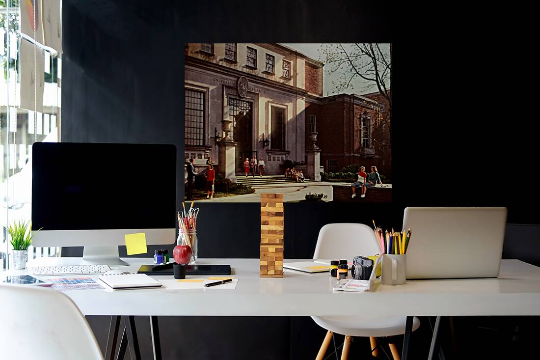 1940s university of west virginia campus art Reproduction