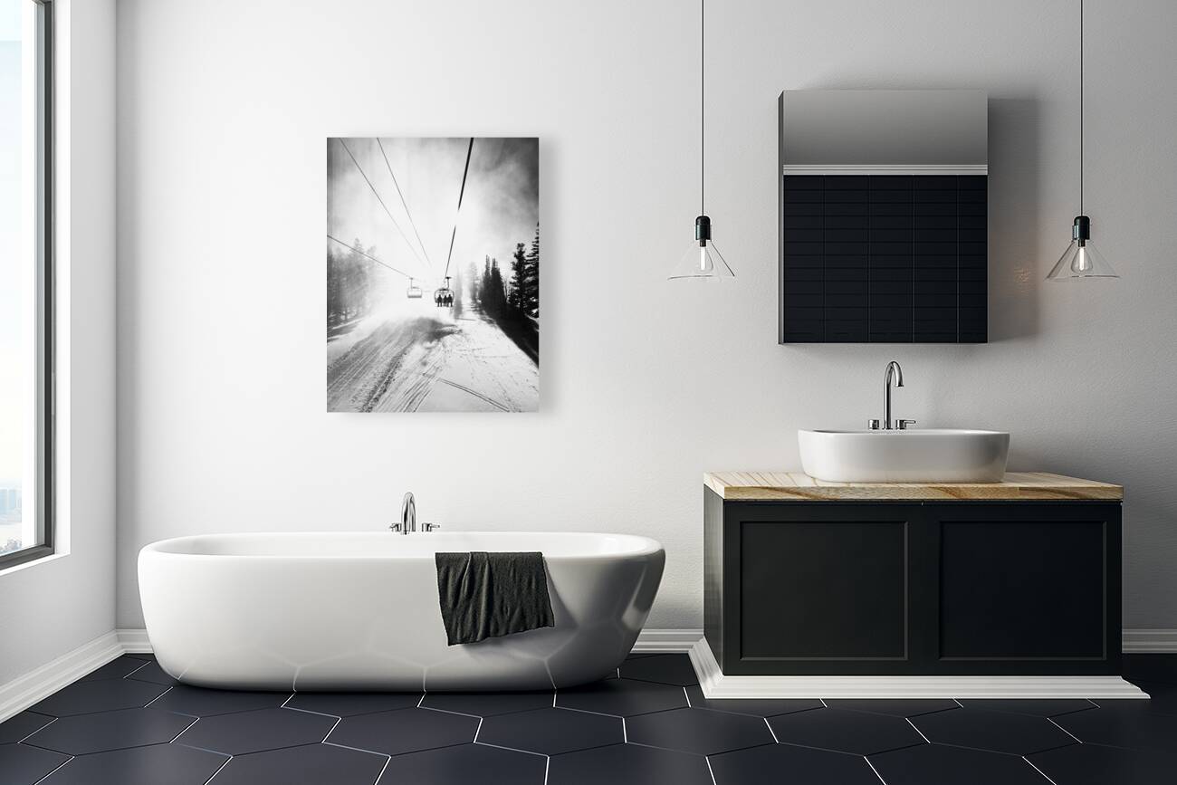 Chairlift Morning Mist  Reproduction