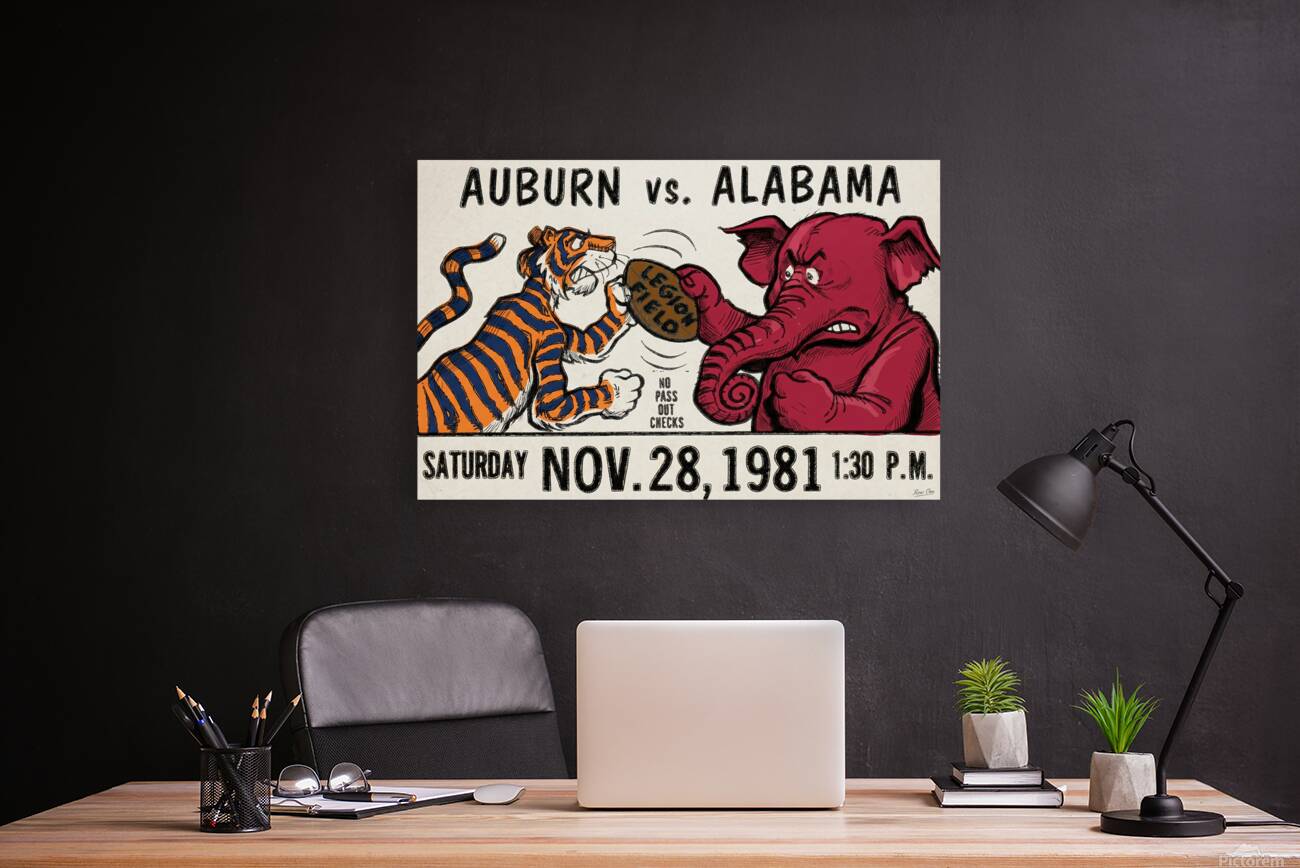 vintage alabama auburn cartoon art Reproduction